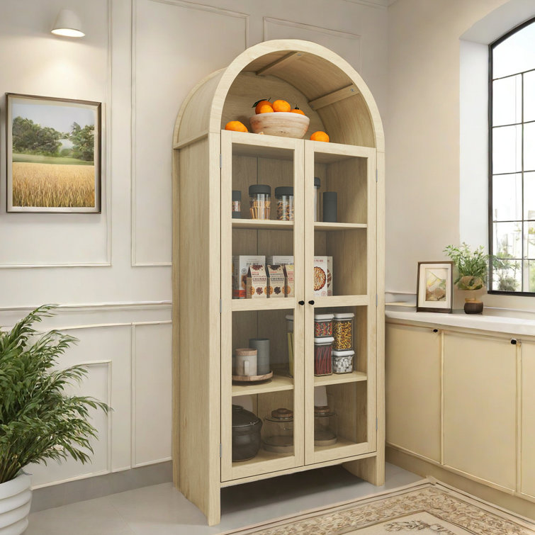 One Allium Way® 70" Tall Arched Kitchen Pantry Farmhouse